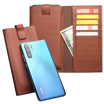 Huawei P30 Pro Qialino Multifunctionele Wallet Leren Hoesje - Bruin