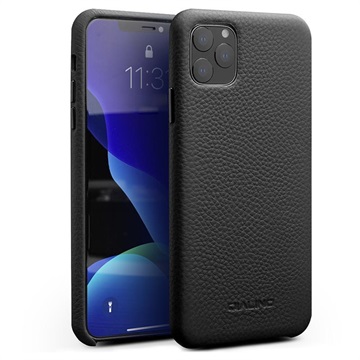 Qialino Textured Series iPhone 11 Pro Leren Case - Zwart