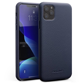 Qialino Textured Series iPhone 11 Pro Max Leren Case - Donkerblauw