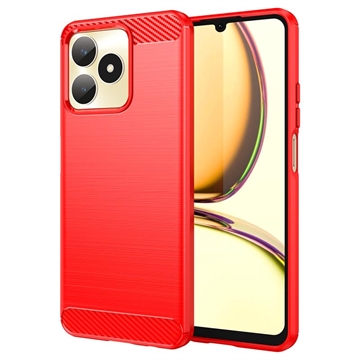 Realme C53/Narzo N53 Geborsteld TPU Hoesje - Koolstofvezel - Rood