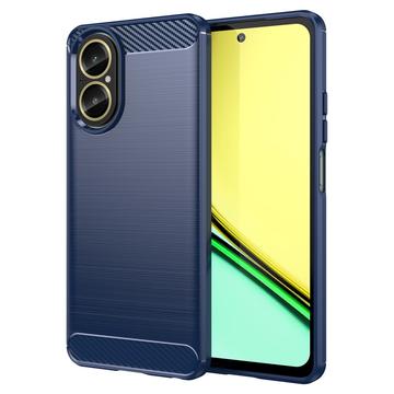 Realme C67 4G Geborsteld TPU Hoesje - Koolstofvezel - Blauw