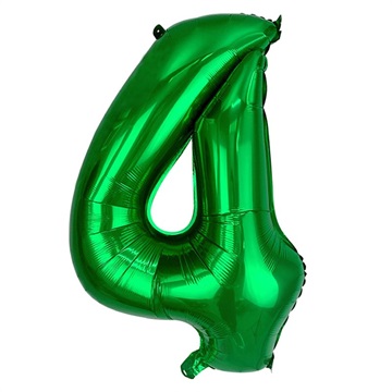 Herbruikbare Decoratie Folie Ballon Nummer - 80cm - 4 - Groen