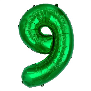 Herbruikbare Decoratie Folie Ballon Nummer - 80cm - 9 - Groen