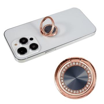 Strass Decor Telefoon Ring Standaard Houder CD Aders Rotatie Metalen Vingergreep Verstelbare Mobiele Telefoon Stand - Rose Goud