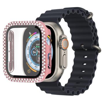 Strass Decoratief Apple Watch Ultra Case met Screenprotector - 49mm - Roze