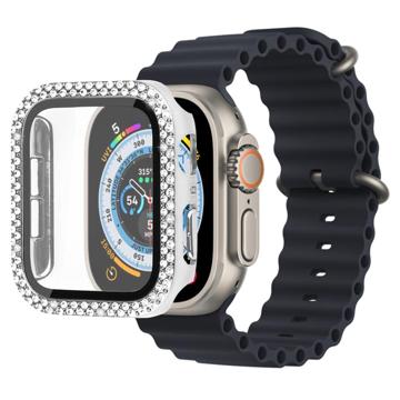 Strass Decoratief Apple Watch Ultra Case met Screenprotector - 49mm - Zilver