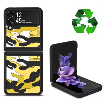 Robuust Camouflagepatroon Samsung Galaxy Z Flip3 5G Hybrid Case - Geel