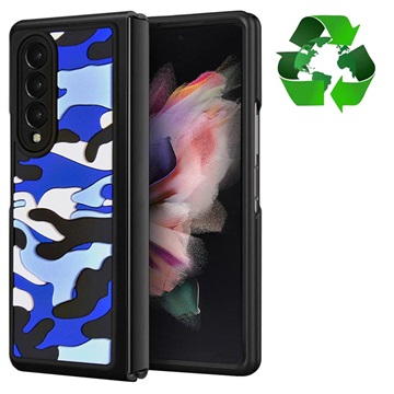 Robuust Camouflagepatroon Samsung Galaxy Z Fold3 5G Hybrid Case - Blauw