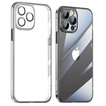 Sulada Crystal Steel iPhone 14 Pro Max Hybride Hoesje - Zwart / Doorzichtig