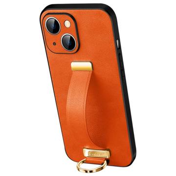 Sulada Fashion iPhone 14 Hybrid Hoesje met Draagriem - Oranje