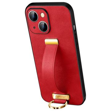 Sulada Fashion iPhone 14 Hybrid Hoesje met Draagriem - Rood