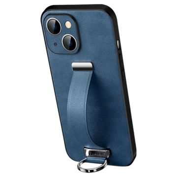 Sulada Fashion iPhone 14 Plus Hybride Hoesje met Draagriem - Blauw