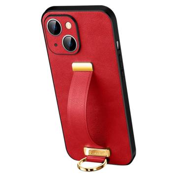 Sulada Fashion iPhone 14 Plus Hybride Hoesje met Draagriem - Rood