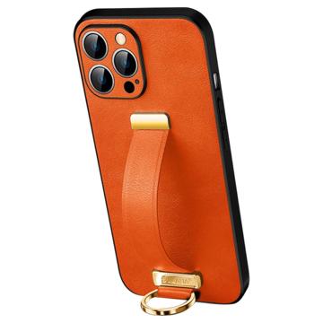 Sulada Fashion iPhone 14 Pro Max Hybride Hoesje met Draagriem - Oranje