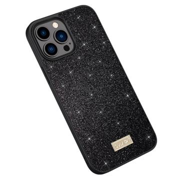 Sulada Glitter Serie iPhone 14 Pro Max Gecoate Case - Zwart