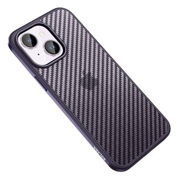 Sulada Luxury Series iPhone 14 Plus Hoesje - Koolstofvezel - Paars