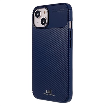 Saii Koolstofvezel iPhone 13 Mini TPU Hoesje - Blauw