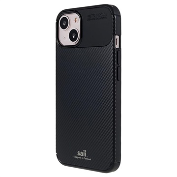 Saii Carbon Fiber iPhone 13 TPU Case - Zwart