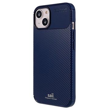 Saii Carbon Fiber iPhone 13 TPU Case - Blauw