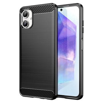 Samsung Galaxy A06 Geborsteld TPU Hoesje - Koolstofvezel - Zwart