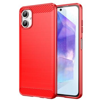 Samsung Galaxy A06 Geborsteld TPU Hoesje - Koolstofvezel - Rood