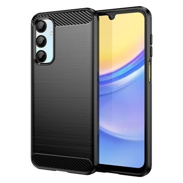 Samsung Galaxy A16 Geborsteld TPU Hoesje - Koolstofvezel - Zwart