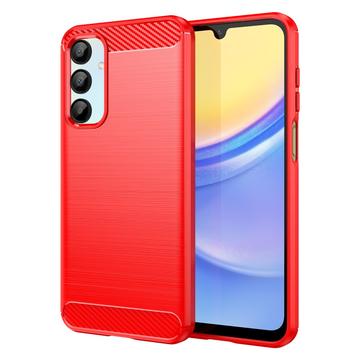 Samsung Galaxy A16 Geborsteld TPU Hoesje - Koolstofvezel - Rood