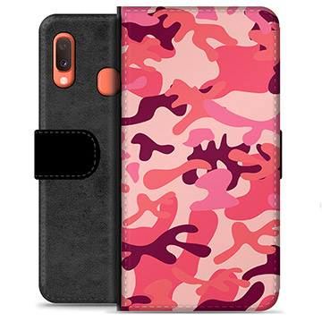 Samsung Galaxy A20e Premium Portemonnee Hoesje - Roze Camouflage