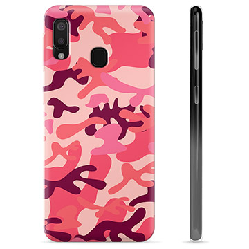 Samsung Galaxy A20e TPU Hoesje - Roze Camouflage