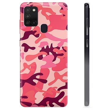 Samsung Galaxy A21s TPU Hoesje - Roze Camouflage