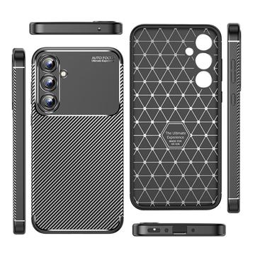 Samsung Galaxy A35 Beetle Koolstofvezel TPU Hoesje - Zwart