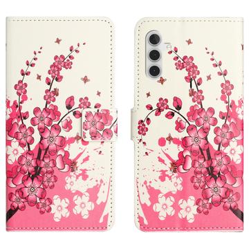 Samsung Galaxy A35 Style Series Portemonnee Hoesje - Roze Bloemen