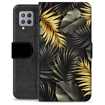 Samsung Galaxy A42 5G Premium Wallet Hoesje - Gouden Bladeren