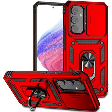 Samsung Galaxy A54 5G Rotary Ring Hybrid Case with Camera Shield - Rood