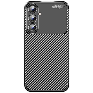 Samsung Galaxy A55 Beetle Koolstofvezel TPU Hoesje - Zwart