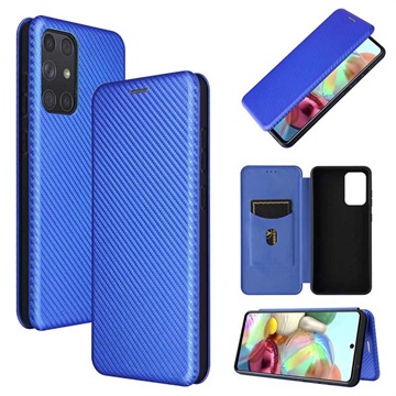 Samsung Galaxy A72 5G/4G Flip Case - Koolstofvezel - Blauw