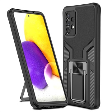 Samsung Galaxy A72 5G Hybrid Case met Metalen Standaard - Zwart