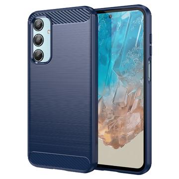 Samsung Galaxy M35 Geborsteld TPU Hoesje - Koolstofvezel - Blauw