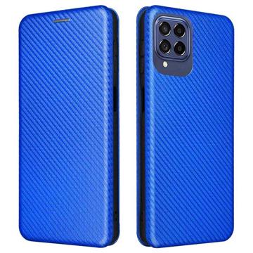 Samsung Galaxy M53 Flip Case - Koolstofvezel - Blauw