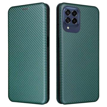 Samsung Galaxy M53 Flip Case - Koolstofvezel - Groen