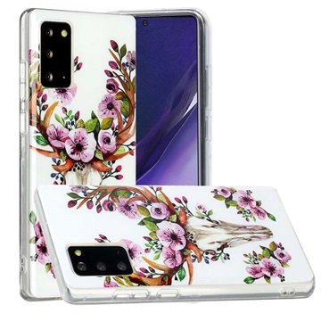 Samsung Galaxy Note20 Glow in the Dark TPU Case - Herten / Bloemen