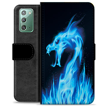 Samsung Galaxy Note20 Premium Portemonnee Hoesje - Blue Fire Dragon