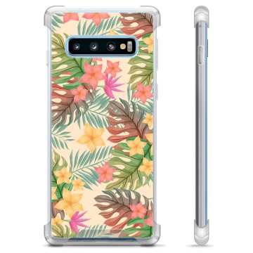 Samsung Galaxy S10+ Hybride Hoesje - Roze Bloemen