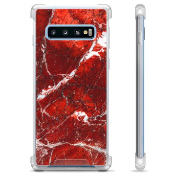 Samsung Galaxy S10+ Hybrid Case - Rood Marmer