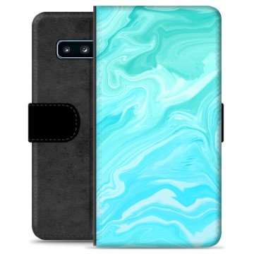 Samsung Galaxy S10 Premium Wallet Hoesje - Blauw Marmer