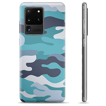 Samsung Galaxy S20 Ultra TPU Hoesje - Blauw Camouflage