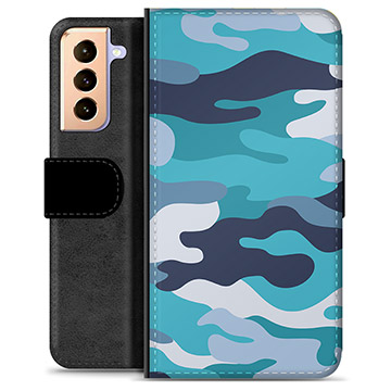 Samsung Galaxy S21+ 5G Premium Portemonnee Hoesje - Blauw Camouflage