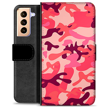 Samsung Galaxy S21+ 5G Premium Portemonnee Hoesje - Roze Camouflage