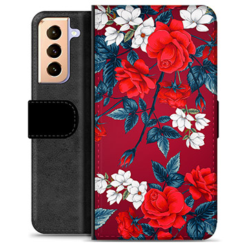 Samsung Galaxy S21+ 5G Premium Wallet Hoesje - Vintage Bloemen