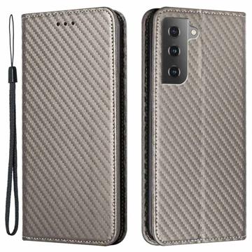 Samsung Galaxy S23 5G Wallet Case - Koolstofvezel - Grijs